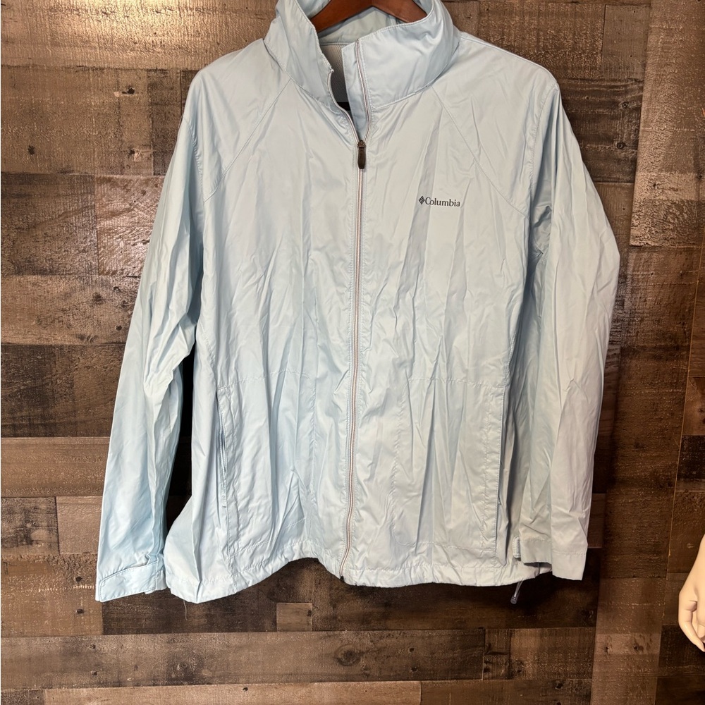 Columbia Lightweight Light Blue Hooded Packable Jacket Women’s 3X